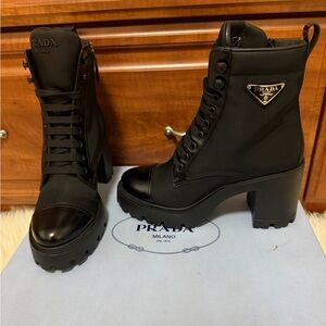 Prada Women's Black Lace-Up Boots